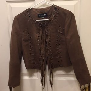 Forever 21 faux suede fringed jacket